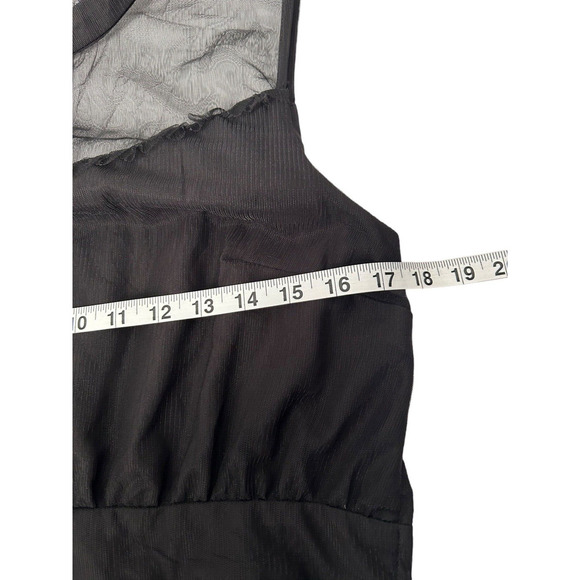 ModCloth Dress Womens Size L Black Sleeveless Tulle Embroidered Roses Mesh Midi - Picture 12 of 15